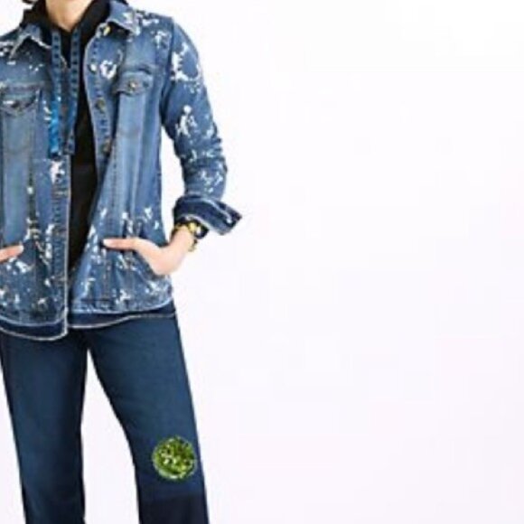 LOGO Lori Goldstein Denim Jean Jacket Size 14 Smiley World - Picture 3 of 4